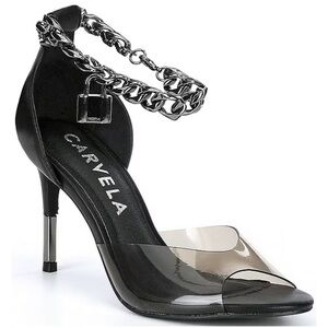NWT Kurt Geiger CARVELA Rebel Clear Chain Buckle Detail Dress Sandals black 36
